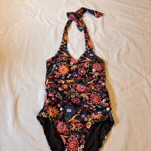 Boden Levanzo Ruched Floral Halter One-Piece Swimsuit Size 4